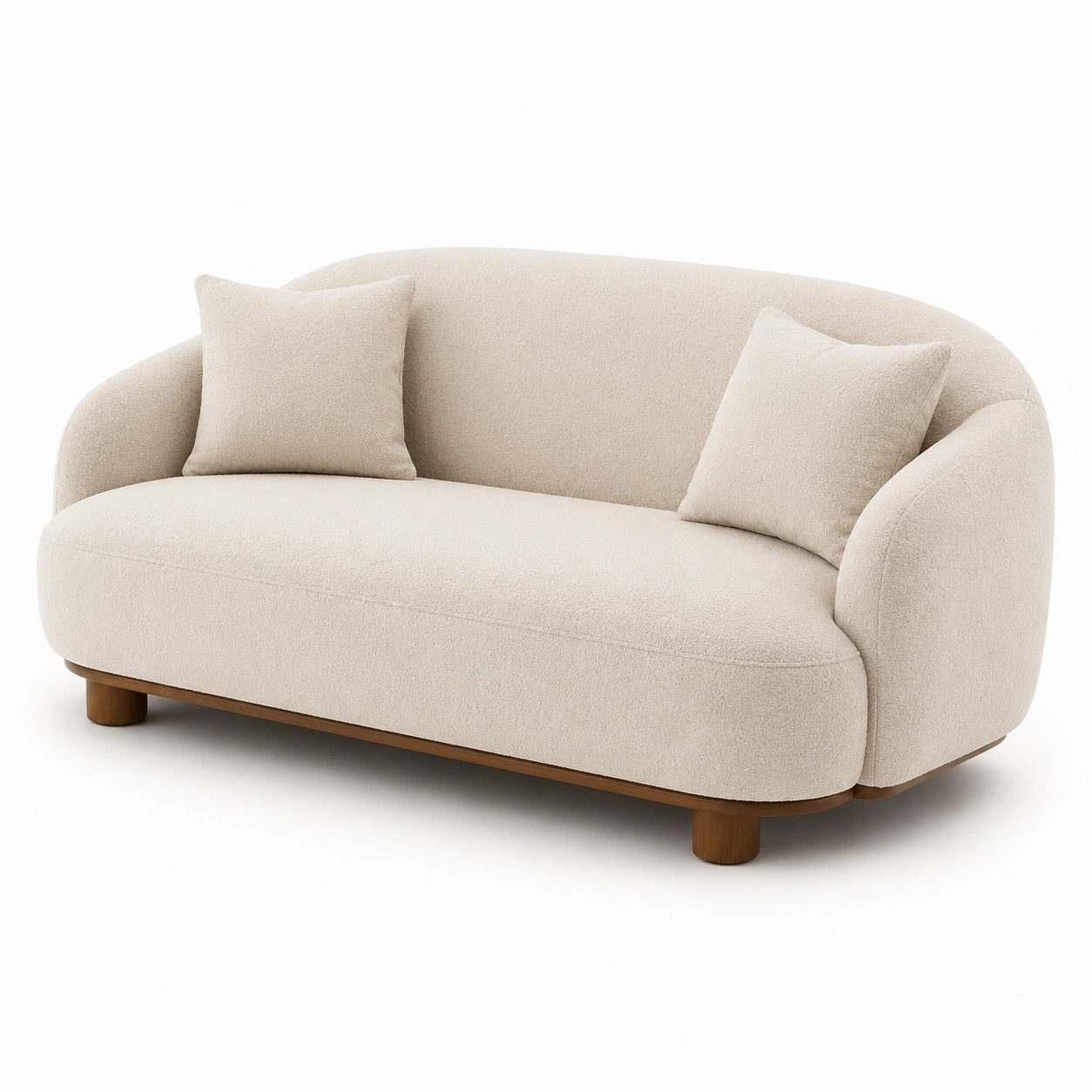 Sofa zaokraglona boucle – Kremowa-estellehomeliving